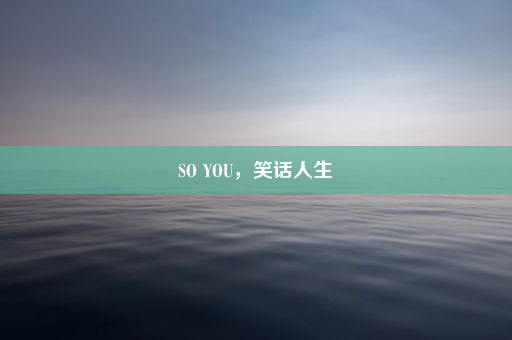 SO YOU，笑话人生