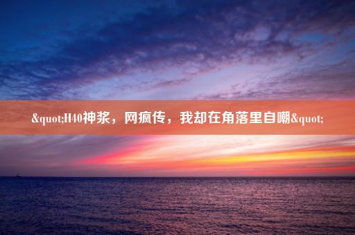 "H40神浆，网疯传，我却在角落里自嘲"