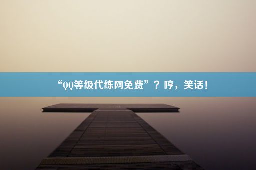 “QQ等级代练网免费”？哼，笑话！