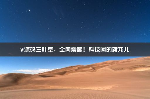 W源码三叶草，全网震翻！科技圈的新宠儿