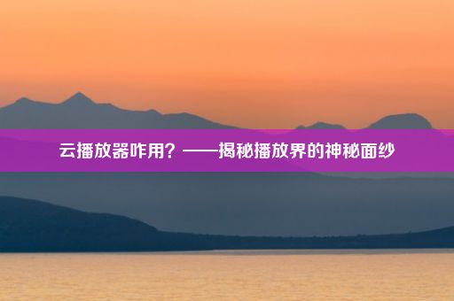 云播放器咋用？——揭秘播放界的神秘面纱