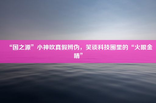 “国之源”小神吹真假辨伪，笑谈科技圈里的“火眼金睛”