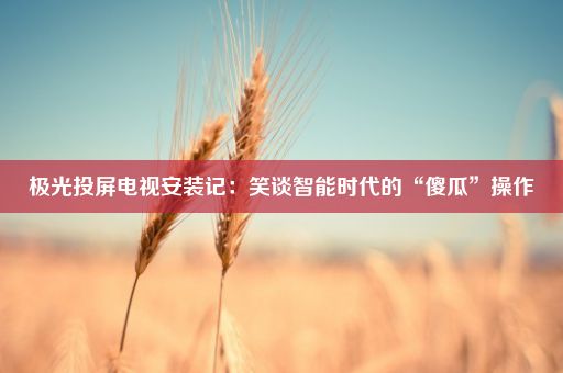 极光投屏电视安装记：笑谈智能时代的“傻瓜”操作