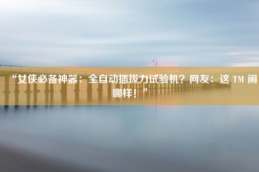 “女侠必备神器：全自动插拔力试验机？网友：这 TM 闹哪样！”