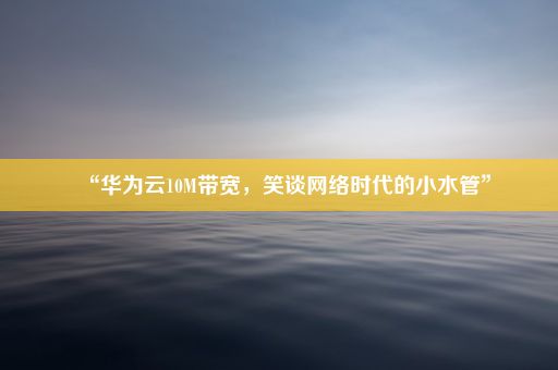 “华为云10M带宽，笑谈网络时代的小水管”