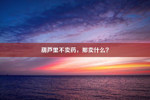 葫芦里不卖药，那卖什么？