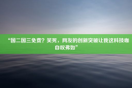 “国二国三免费？笑死，网友的创新突破让我这科技咖自叹弗如”