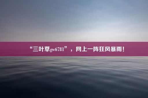 “三叶草gw6781”，网上一阵狂风暴雨！