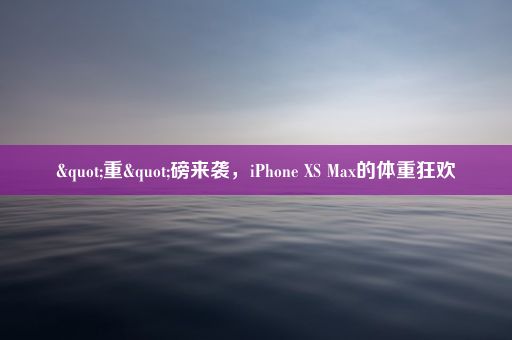 "重"磅来袭，iPhone XS Max的体重狂欢