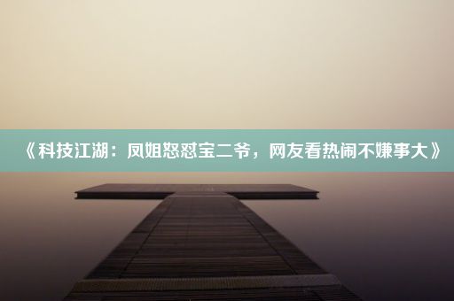 《科技江湖：凤姐怒怼宝二爷，网友看热闹不嫌事大》