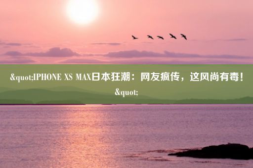 "IPHONE XS MAX日本狂潮：网友疯传，这风尚有毒！"