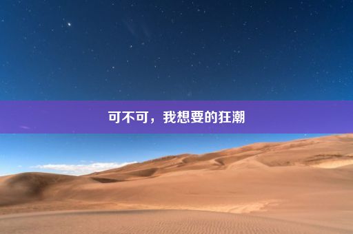 可不可，我想要的狂潮