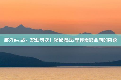 野外Boss战，职业对决！揭秘激战2单挑震撼全网的内幕