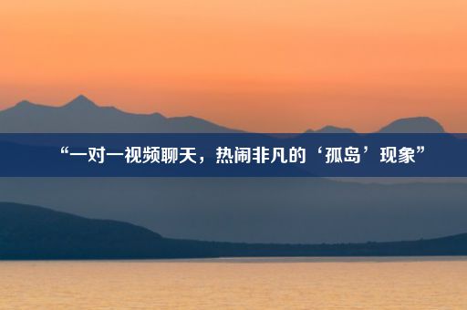 “一对一视频聊天，热闹非凡的‘孤岛’现象”