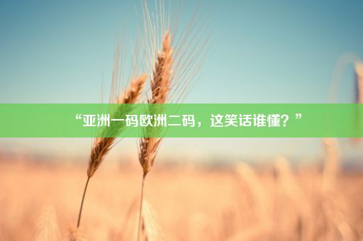 “亚洲一码欧洲二码，这笑话谁懂？”