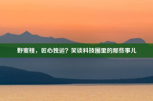 野蜜桃，匠心独运？笑谈科技圈里的那些事儿